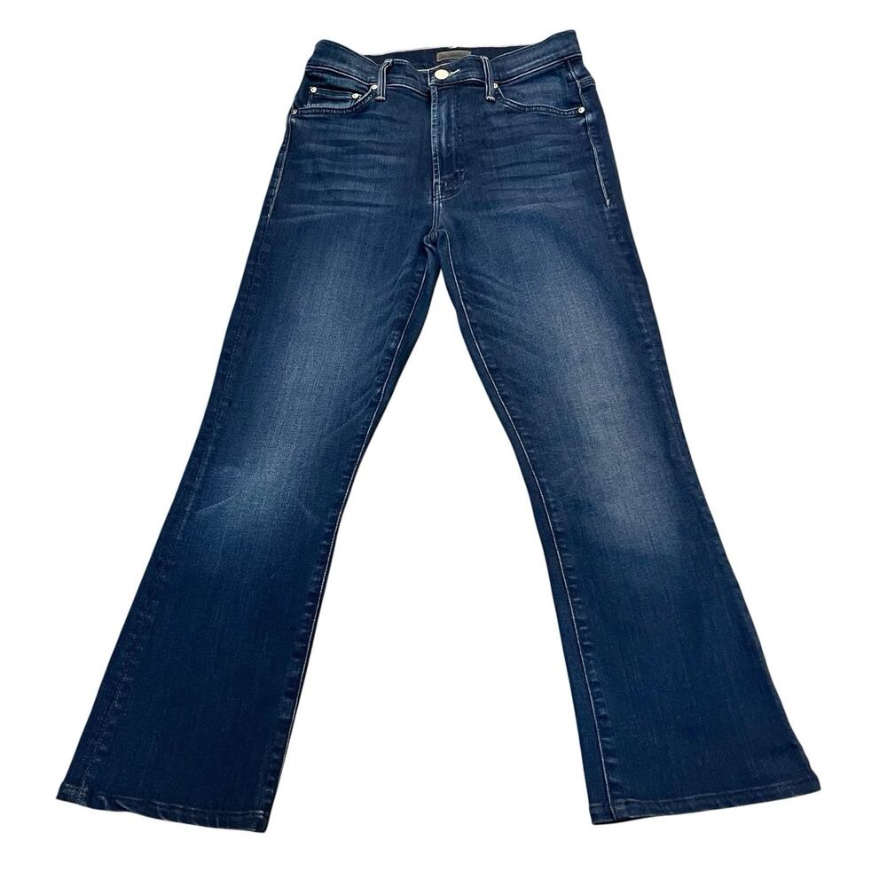 Mother Capri Kick Flare Jeans Size 26 Dark Wash Blue Stretchy Five Pocket HEMMED